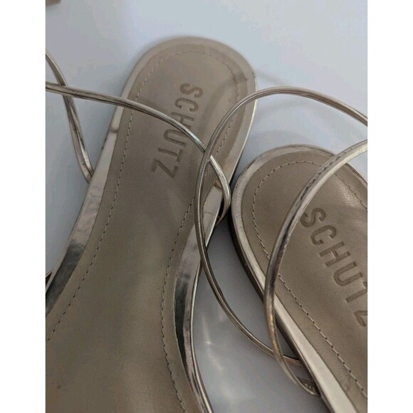 Schultz Inez Ankle Strap Sandal Size US 8.5 B Platina Gold Metallic Flat - Picture 6 of 10